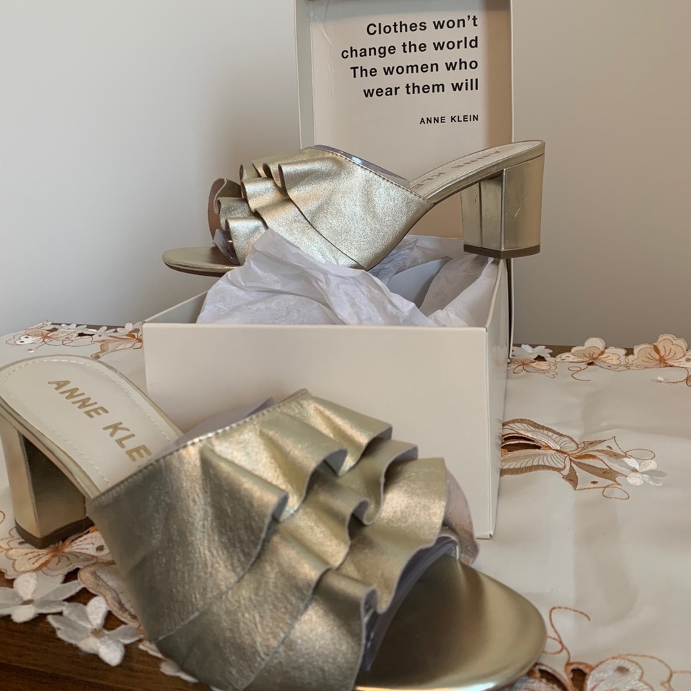 Anne Klein Gold Mules